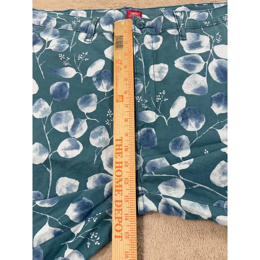 Levis‎ XX Chino Shorts Mens Size 40 Teal Eucalyptus Leaf Floral Print EUC